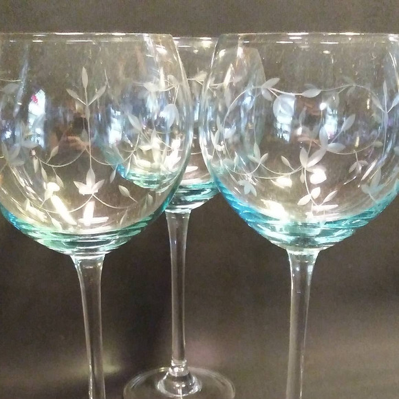 3 Lenox Heather Blue Balloon Crystal Wine Glasses - Picture 13 of 15